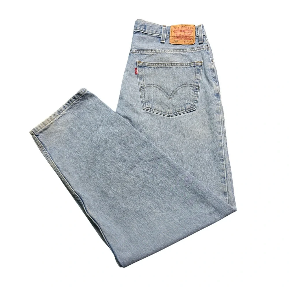 Grunge Skate Distressed Comfort Fit Jeans Mens 38x34 Light Wash Levi's 560